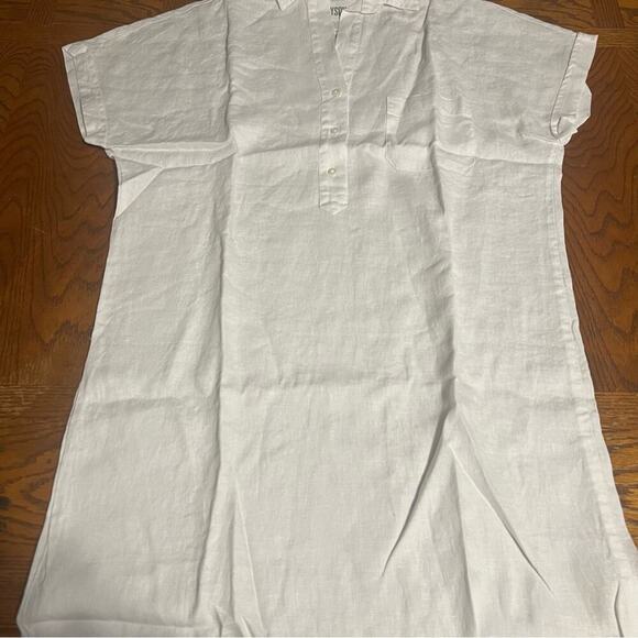 Grayson Frank & Eileen The Artist Short Sleeve Linen Midi Dress White Sz 2 or S - Picture 5 of 15